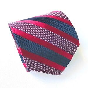 Pierre Cardin Red Black Stripes Polka Dots 100% Silk Tie